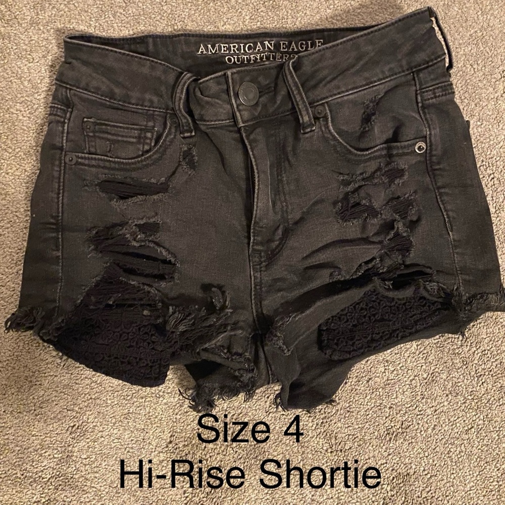 American Eagle Hi-Rise Shortie Jean Shorts, Size 4